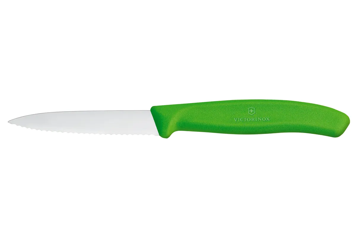 Nóż do jarzyn z ząbkowanym ostrzem, zielony, 190mm Victorinox 6.7636.L114