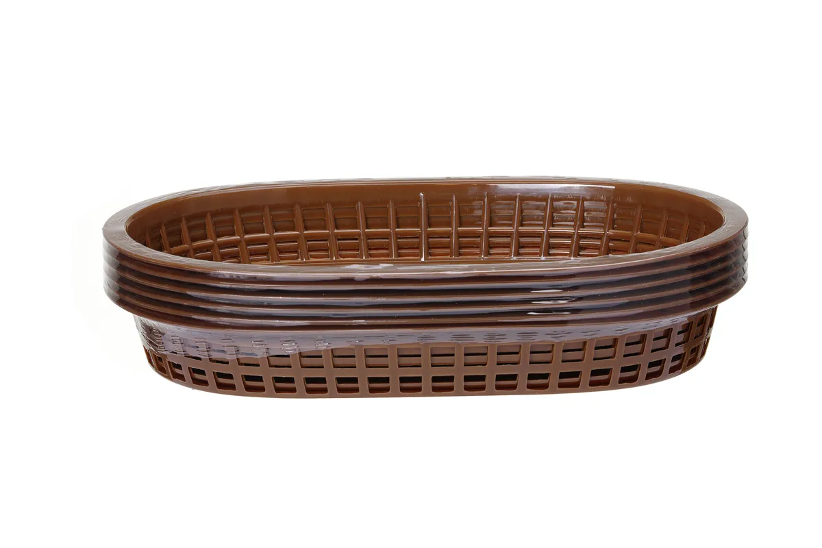 Koszyk do pieczywa owalny, brązowy, 6 szt., 275x175x38mm HENDI 426296