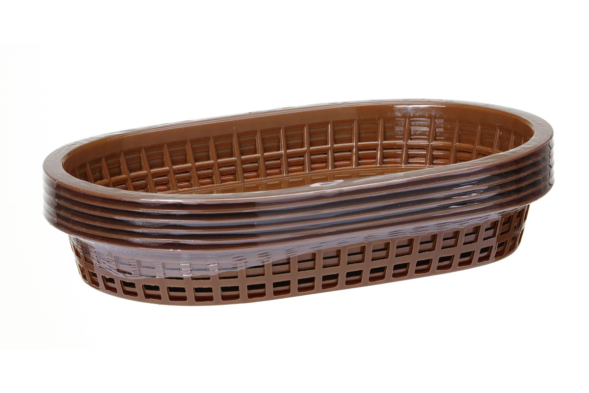 Koszyk do pieczywa owalny, brązowy, 6 szt., 275x175x38mm HENDI 426296