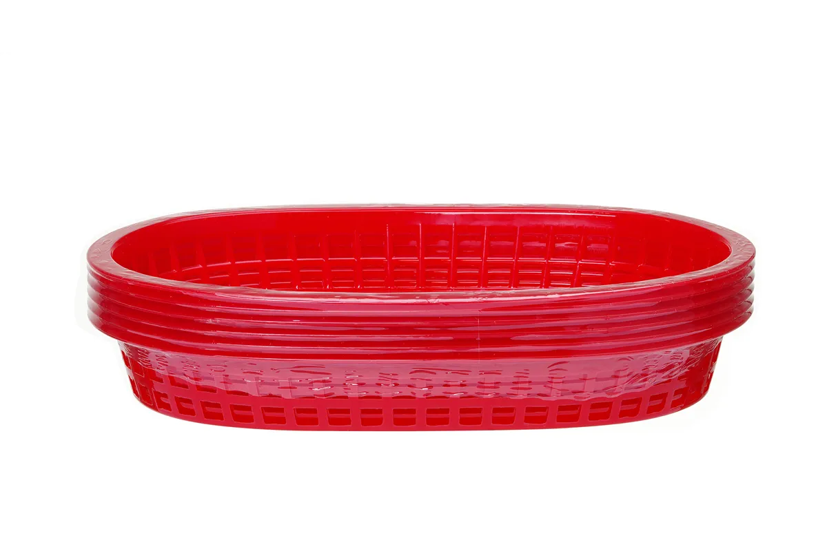 Koszyk do pieczywa owalny, czerwony, 6 szt., 272x175x38mm HENDI 426319