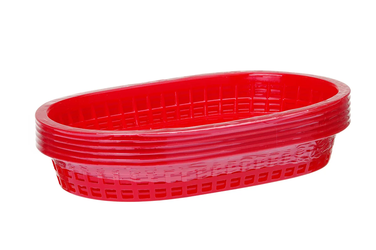 Koszyk do pieczywa owalny, czerwony, 6 szt., 272x175x38mm HENDI 426319
