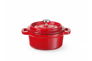 Garnek żeliwny emaliowany, 0,27L, czerwony, 130x100x48mm, Okrągły HENDI 626856
