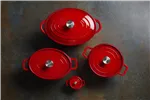 Garnek żeliwny emaliowany, 3,7L, czerwony, 317x240x105mm, Okrągły HENDI 626832