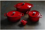 Garnek żeliwny emaliowany, 3,7L, czerwony, 317x240x105mm, Okrągły HENDI 626832