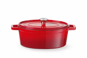 Garnek żeliwny emaliowany, 4,4L, czerwony, 365x290x115mm, Owalny HENDI 626849