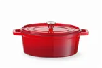 Garnek żeliwny emaliowany, 4,4L, czerwony, 365x290x115mm, Owalny HENDI 626849