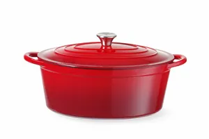 Garnek żeliwny emaliowany, 6,88L, czerwony, 405x255x134mm, Owalny HENDI 626825