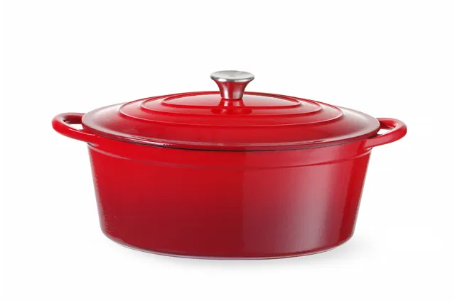 Garnek żeliwny emaliowany, 6,88L, czerwony, 405x255x134mm, Owalny HENDI 626825