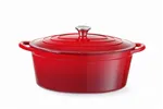 Garnek żeliwny emaliowany, 6,88L, czerwony, 405x255x134mm, Owalny HENDI 626825