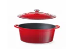 Garnek żeliwny emaliowany, 6,88L, czerwony, 405x255x134mm, Owalny HENDI 626825
