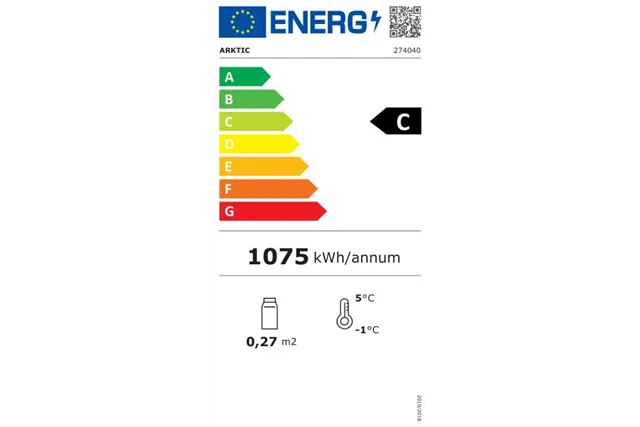 Witryna chłodnicza do sushi Pojemność: 5xGN1/2 40 mm – pojemniki w zestawie. czarny 220-240V/190W 1800x420x265mm Arktic 274040