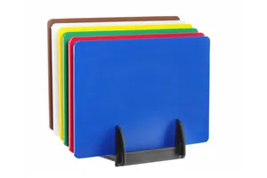 Zestaw 6 desek do krojenia HACCP ze stojakiem, 6 szt., 450x300mm, Prostokątny HENDI 825686