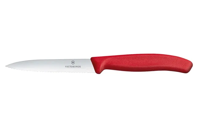 Nóż do jarzyn z ząbkowanym ostrzem, czerwony, 212mm Victorinox 6.7731