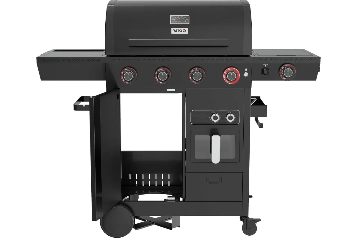Grill gazowy z frytkownicą beztłuszczową YATO YG-20036 – 16 kW, Air Fryer 6 l | gastronet24