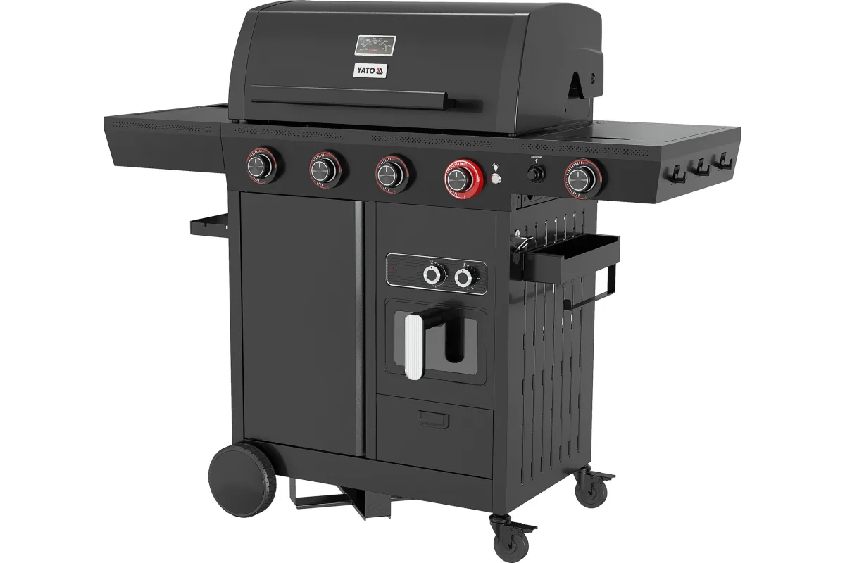 Grill gazowy z frytkownicą beztłuszczową YATO YG-20036 – 16 kW, Air Fryer 6 l | gastronet24