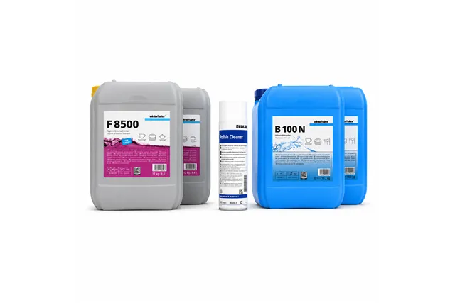 Pakiet Płynów Winterhalter F8500 New Formula 12kg + Winterhalter B100N 10L + GRATIS Polish Cleaner 500ml