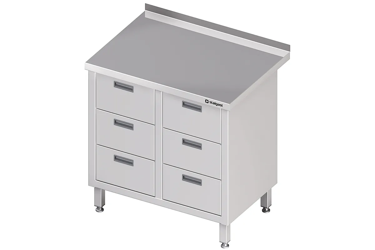 Stół przyścienny z blokiem sześciu szuflad 840x700x850 mm Stalgast 980237840