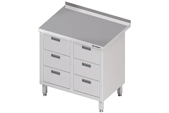Stół przyścienny z blokiem sześciu szuflad 840x700x850 mm Stalgast 980237840