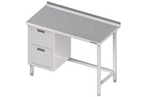 Stół przyścienny z blokiem dwóch szuflad (L),bez półki 1700x600x850 mm Stalgast 980246170