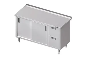 Stół przyścienny z blokiem dwóch szuflad (P),drzwi suwane 1600x600x850 mm Stalgast 980356160