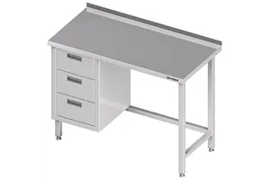 Stół przyścienny z blokiem trzech szuflad (L),bez półki 1500x700x850 mm Stalgast 980367150