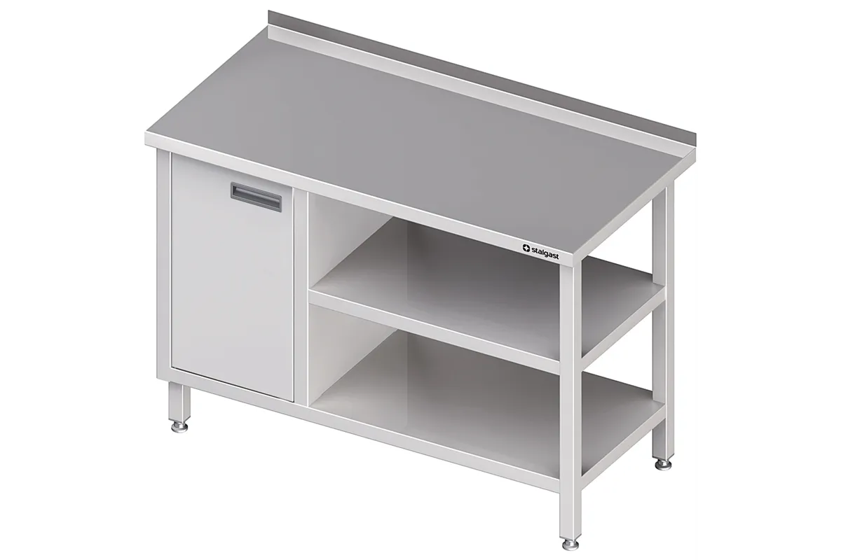 Stół przyścienny z szafką (L),i 2-ma półkami 1800x700x850 mm Stalgast 980527180