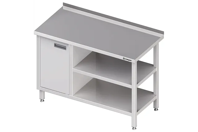 Stół przyścienny z szafką (L),i 2-ma półkami 1800x700x850 mm Stalgast 980527180