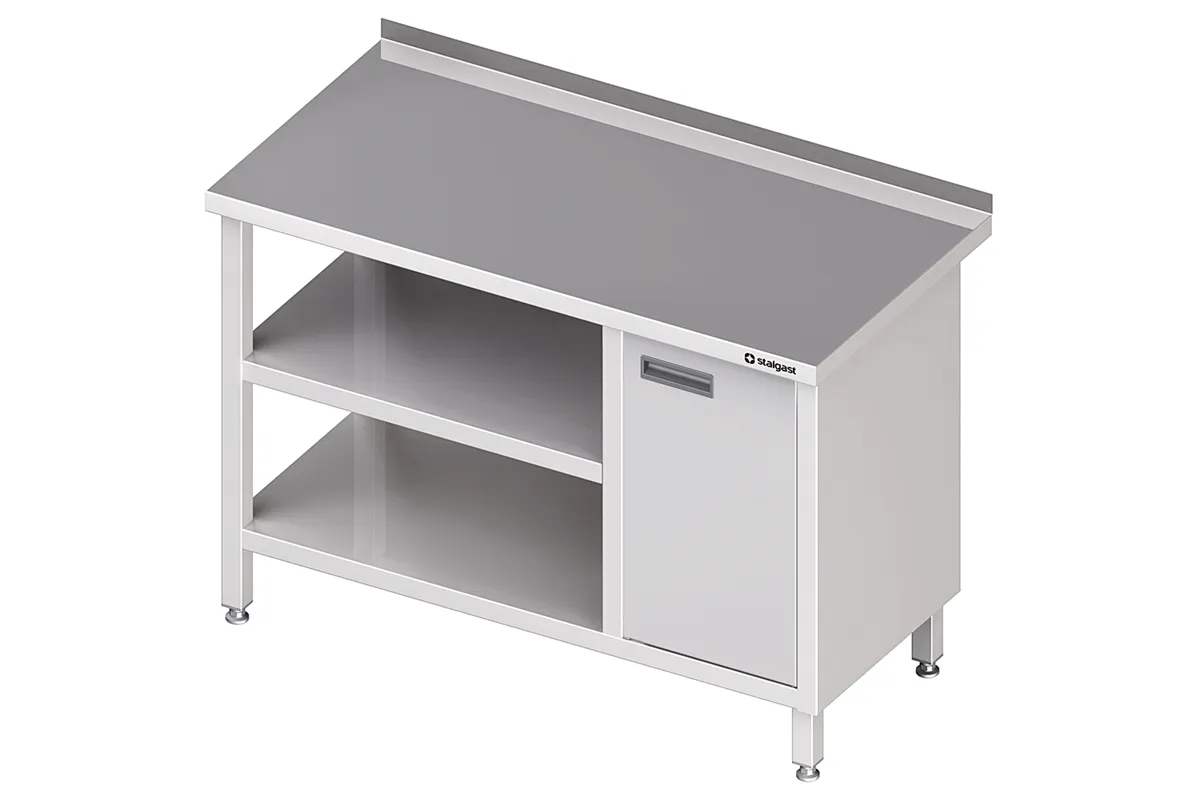 Stół przyścienny z szafką (P),i 2-ma półkami 1100x700x850 mm Stalgast 980537110