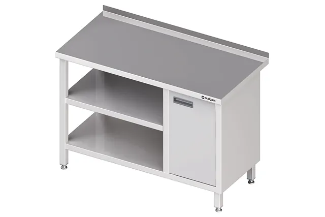 Stół przyścienny z szafką (P),i 2-ma półkami 1100x700x850 mm Stalgast 980537110