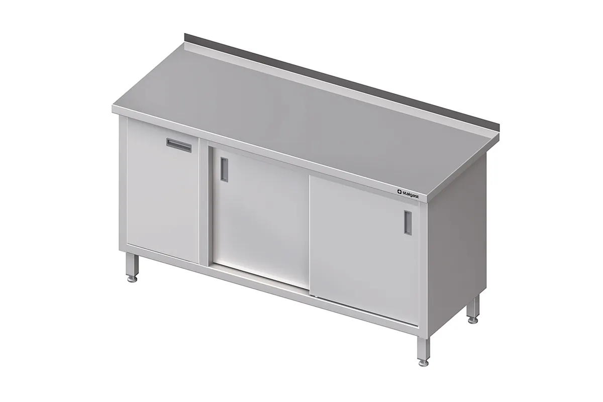 Stół przyścienny z szafką (L),drzwi suwane 1500x600x850 mm Stalgast 980566150