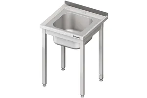 Stół ze zlewem i otworem pod rozdrabniacz, bez półki 700x700x850 mm skręcany Stalgast 980637070