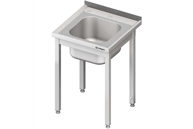 Stół ze zlewem i otworem pod rozdrabniacz, bez półki 700x700x850 mm skręcany Stalgast 980637070