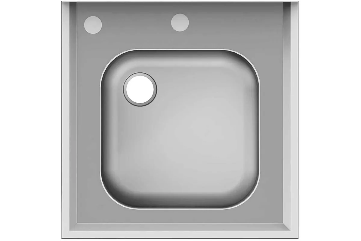 Stół ze zlewem i otworem pod rozdrabniacz, bez półki 700x700x850 mm skręcany Stalgast 980637070