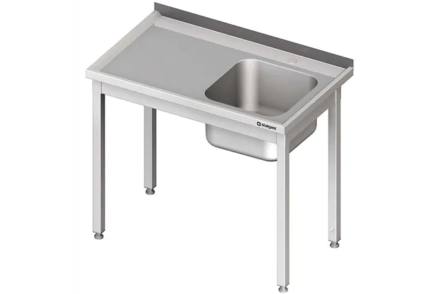 Stół ze zlewem 1-kom.(P),bez półki 1300x600x850 mm skręcany Stalgast 980646130