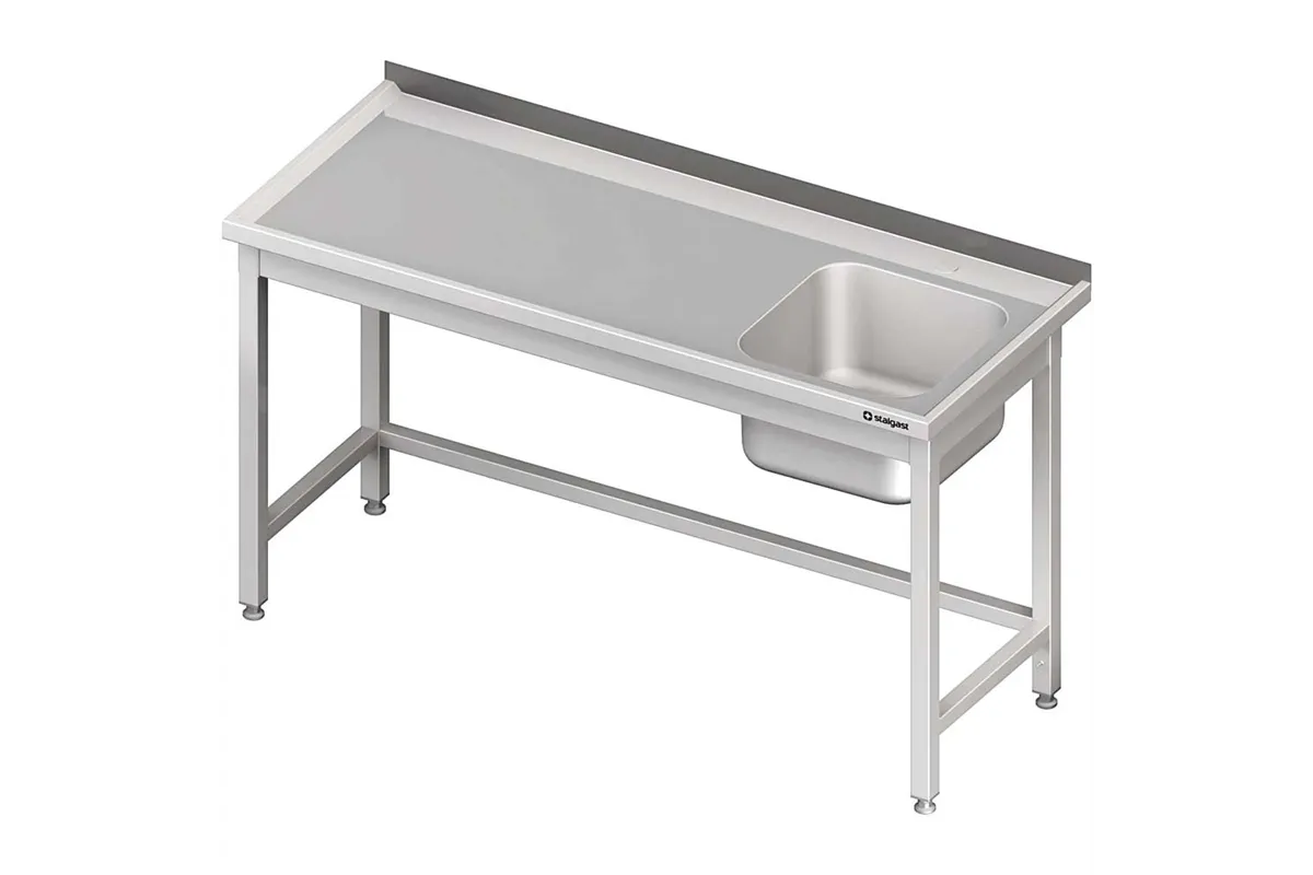 Stół ze zlewem 1-kom.(P),bez półki 1800x600x850 mm Stalgast 980656180