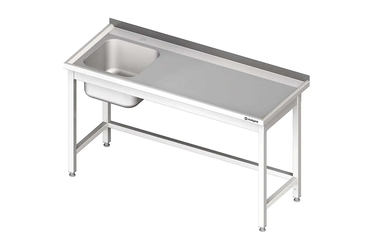 Stół ze zlewem 1-kom.(L),bez półki 1500x700x850 mm Stalgast 980677150
