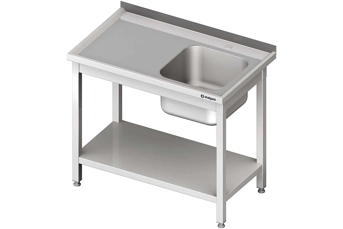 Stół ze zlewem 1-kom.(P),z półką 1500x700x850 mm skręcany Stalgast 980697150
