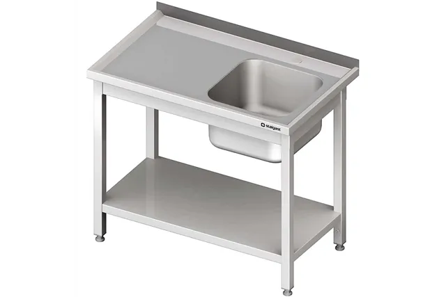 Stół ze zlewem 1-kom.(P),z półką 1600x700x850 mm skręcany Stalgast 980697160