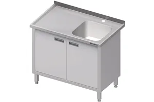 Stół ze zlewem 1-kom.(P),drzwi skrzydłowe 1400x700x850 mm Stalgast 980727140
