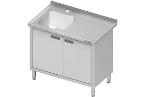 Stół ze zlewem 1-kom.(L),drzwi skrzydłowe 700x700x850 mm Stalgast 980737070