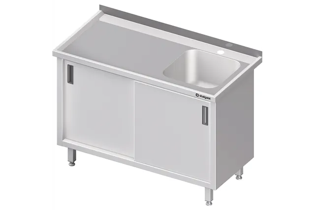 Stół ze zlewem 1-kom.(P),drzwi suwane 1600x700x850 mm Stalgast 980747160