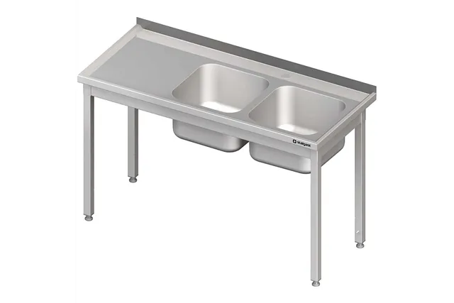 Stół ze zlewem 2-kom.(P),bez półki 1300x700x850 mm skręcany Stalgast 980777130