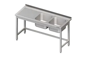 Stół ze zlewem 2-kom.(P),bez półki 1700x600x850 mm Stalgast 980786170