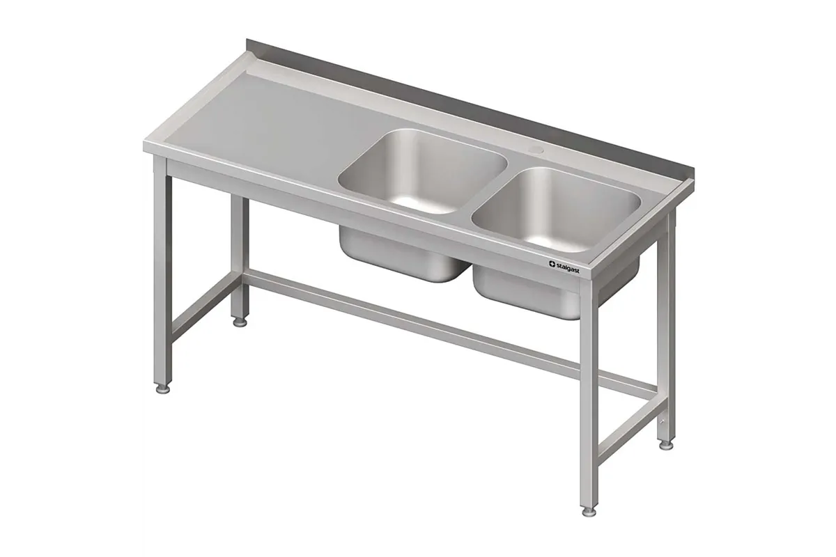 Stół ze zlewem 2-kom.(P),bez półki 1500x700x850 mm Stalgast 980787150