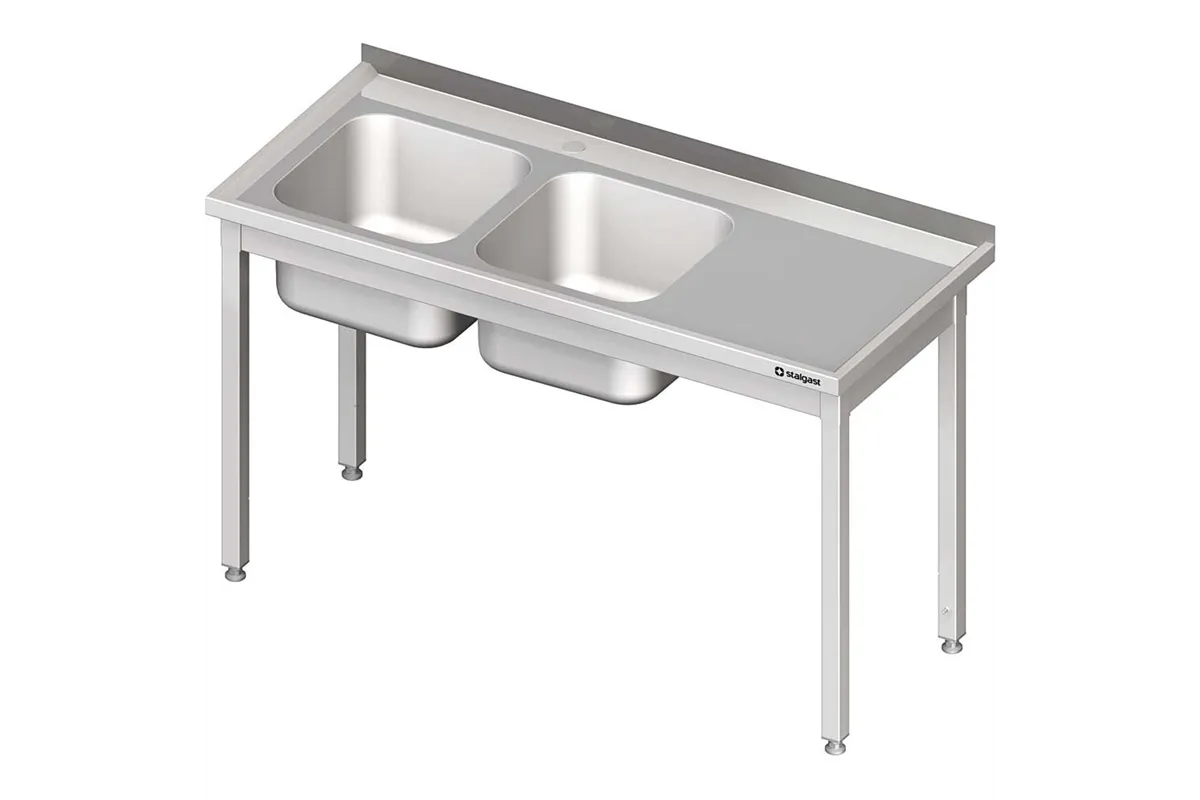 Stół ze zlewem 2-kom.(L),bez półki 1200x600x850 mm skręcany Stalgast 980796120