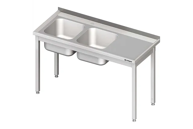 Stół ze zlewem 2-kom.(L),bez półki 1200x600x850 mm skręcany Stalgast 980796120
