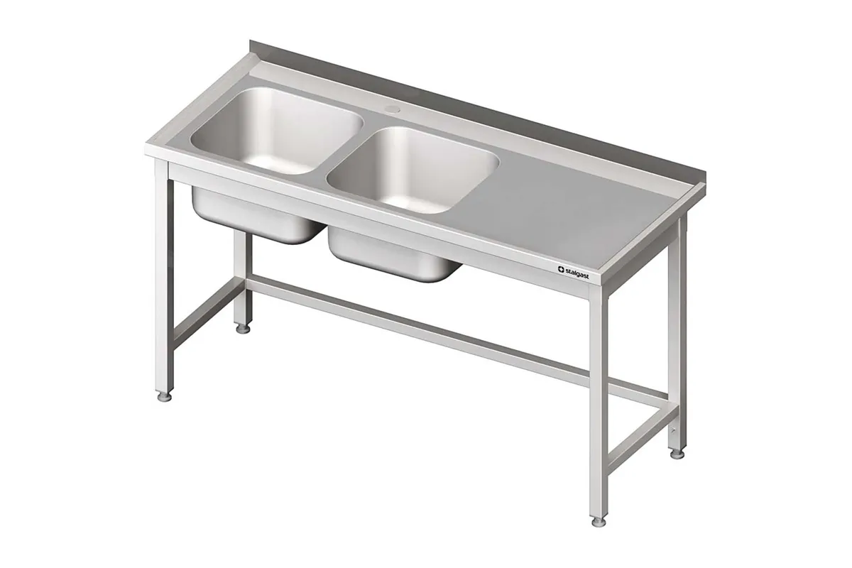 Stół ze zlewem 2-kom.(L),bez półki 1700x600x850 mm Stalgast 980806170