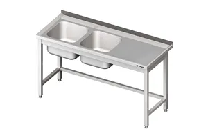 Stół ze zlewem 2-kom.(L),bez półki 1800x600x850 mm Stalgast 980806180