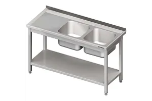 Stół ze zlewem 2-kom.(P),z półką 1200x600x850 mm skręcany Stalgast 980826120