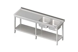 Stół ze zlewem 2-kom.(P),z półką 2100x700x850 mm Stalgast 980837210